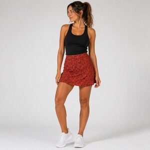 Eddie Bauer Womens Burnt Orange Abstract Print Active Skort Athletic Skirt